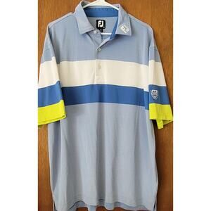 FJ Footjoy Mens Golf Polo Shirt Sz 2XL Green Blue Colorblock Performance Casual